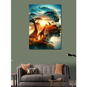 Kanvas Tablo Hayvanlar Ve Kadın 70x100 cm