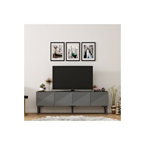 Drawdh Tv Sehpasi , Konsol Ve Orta Sehpa 3'lü Salon Takimi Antrasi̇t-cevi̇z