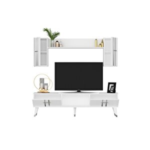 Aseldh Tv Üni̇tesi̇ Ve Konsol 2'li̇ Salon Takimi Beyaz-gümüş
