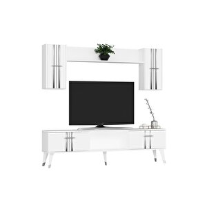 Aseldh Tv Üni̇tesi̇ Ve Konsol 2'li̇ Salon Takimi Beyaz-gümüş