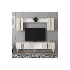 Aseldh Tv Üni̇tesi̇ Ve Konsol 2'li̇ Salon Takimi Beyaz-altin Royalmermer-Beyaz-Altın