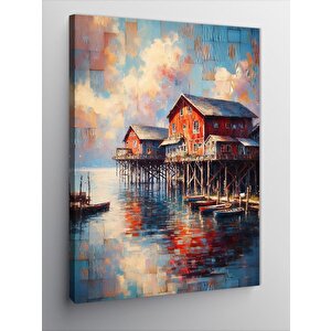 Kanvas Tablo Göldeki Evler 50x70 cm