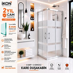 Kare Krom Buzlu Cam Duşakabin 100x100 cm