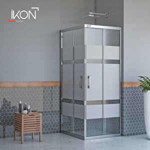 Kare Krom Buzlu Cam Duşakabin 130x130 cm