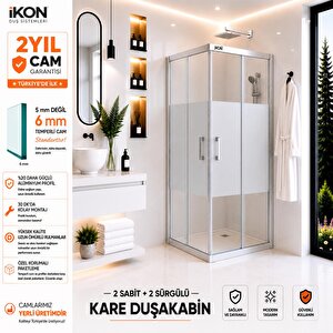 Kare Krom Buzlu Cam Duşakabin 110x110 cm