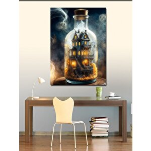 Kanvas Tablo Cam Fanustaki Ev 50x70 cm