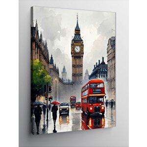Kanvas Tablo Big Ben Ve Otobüs 100x140 cm
