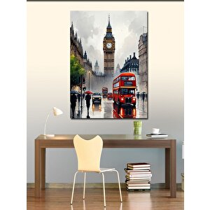 Kanvas Tablo Big Ben Ve Otobüs 100x140 cm