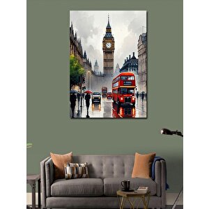Kanvas Tablo Big Ben Ve Otobüs 100x140 cm