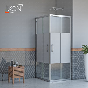 Kare Krom Buzlu Cam Duşakabin 130x130 cm