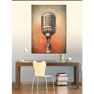 Kanvas Tablo Retro Mikrofon 100x140 cm