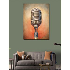 Kanvas Tablo Retro Mikrofon 100x140 cm