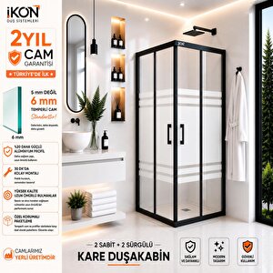 Kare Siyah Buzlu Cam Duşakabin 85x85 cm