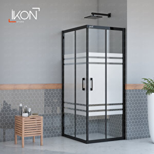 Kare Siyah Buzlu Cam Duşakabin 90x90 cm