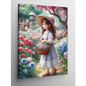 Kanvas Tablo Bahçede Kız Çocuğu 100x140 cm