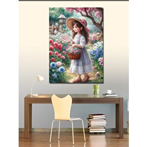 Kanvas Tablo Bahçede Kız Çocuğu 100x140 cm