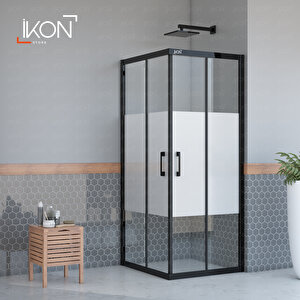 Kare Siyah Buzlu Cam Duşakabin 130x130 cm