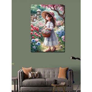 Kanvas Tablo Bahçede Kız Çocuğu 50x70 cm
