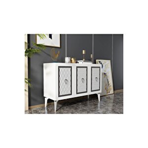 Kattyadh 3 Kapakli Lazer Desenli̇ Konsol Beyaz-gümüş