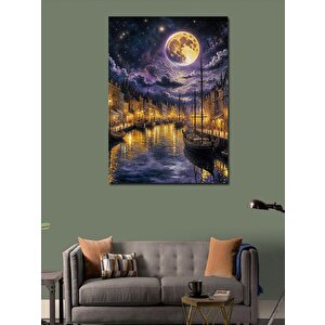 Kanvas Tablo Retro Evler Ve Tekneler 50x70 cm