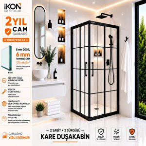Kare Siyah Karolaj Cam Duşakabin 85x85 cm