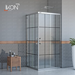 Dikdörtgen Krom Karolaj Cam Duşakabin 80x100 cm