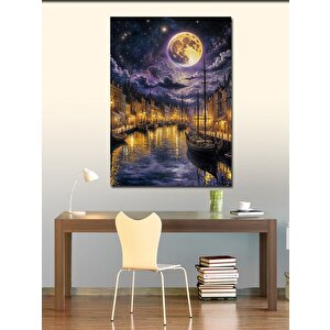 Kanvas Tablo Retro Evler Ve Tekneler 70x100 cm