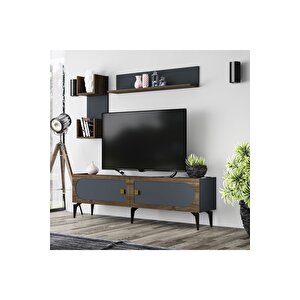 Owendh Tv Üni̇tesi̇,konsol 2'li̇ Salon Takimi Antrasi̇t-(cevi̇z Desen) Antrasit