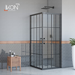 Kare Siyah Karolaj Cam Duşakabin 100x100 cm