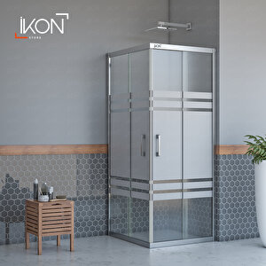 Kare Krom Buzlu Cam Duşakabin 120x120 cm