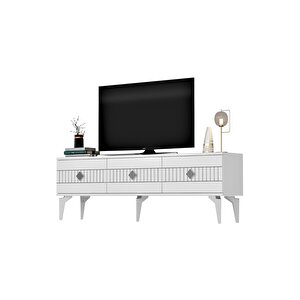 Mi̇dasdh Tv Stand (alt Modül) Beyaz-gümüş