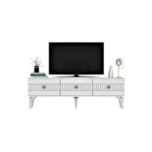 Mi̇dasdh Tv Stand (alt Modül) Beyaz-gümüş