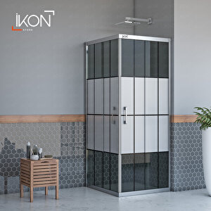 Kare Krom Karolaj, Füme Buzlu Cam Duşakabin 130x130 cm