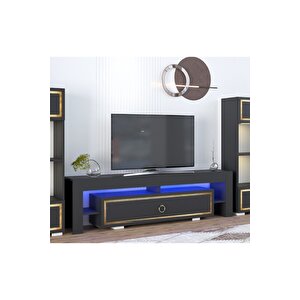 Lisadh Ledli Tv Sehpası Antrasit Altın Antrasit Gold
