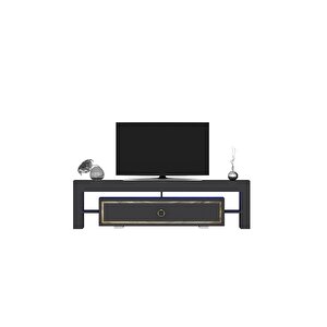 Lisadh Ledli Tv Sehpası Antrasit Altın Antrasit Gold