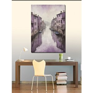 Kanvas Tablo Kanaldaki Mor Evler 70x100 cm