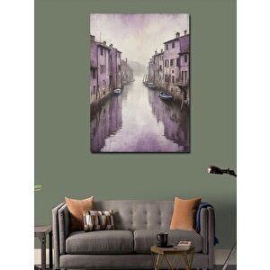 Kanvas Tablo Kanaldaki Mor Evler 70x100 cm