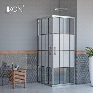 Kare Krom Karolaj Orta Buzlu Cam Duşakabin 105x105 cm