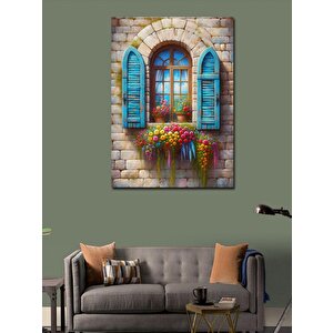 Kanvas Tablo Mavi Kepenkli Ev 50x70 cm