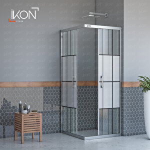 Kare Krom Karolaj Orta Buzlu Cam Duşakabin 100x100 cm