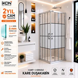 Kare Krom Karolaj Orta Buzlu Cam Duşakabin 110x110 cm
