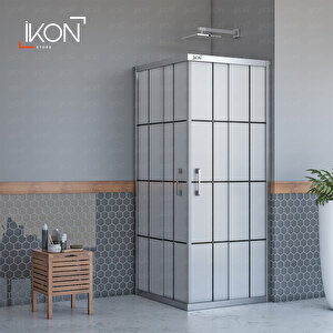 Kare Krom Karolaj Buzlu Cam Duşakabin 130x130 cm