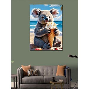 Kanvas Tablo Plajda Dondurma Yiyen Kuala 70x100 cm