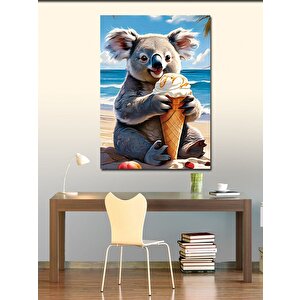 Kanvas Tablo Plajda Dondurma Yiyen Kuala 100x140 cm