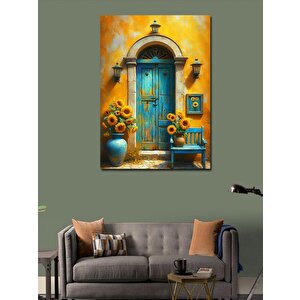 Kanvas Tablo Mavi Kapılı Ev 70x100 cm