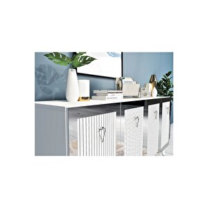 Baredh Lazer Desenli̇ Konsol Beyaz Gümüş