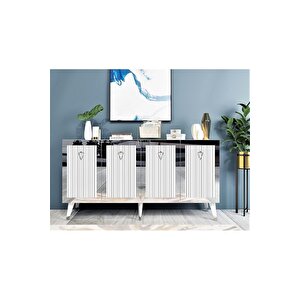 Baredh Lazer Desenli̇ Konsol Beyaz Gümüş