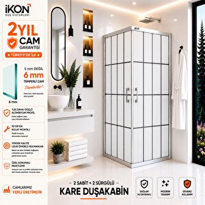 Kare Krom Karolaj Buzlu Cam Duşakabin 110x110 cm
