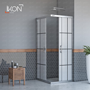 Kare Krom Karolaj Buzlu Cam Duşakabin 120x120 cm