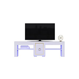 Ervadh Ledli Tv Sehpası (alt Modül) Beyaz Altın Beyaz-Altın